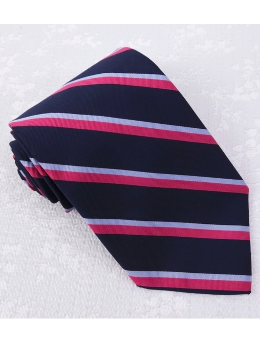 Brooks Brothers Makers Silk Cotton Blend Tie Navy Blue Pink Diagonal Stripes